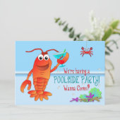 プールサイドパーティの招待状-ロブスターとドリンク 招待状 (スタンド正面)