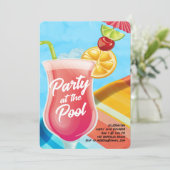 プールサイドパーティーのドリンク 招待状 (スタンド正面)