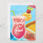 プールサイドパーティーのドリンク 招待状 (正面)