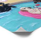 プールサイドパーティーラブラドールアートワーク ポスター (角)