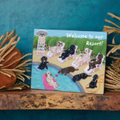 プールサイドパーティー絵画ラブラドール フォトプラーク (側面)