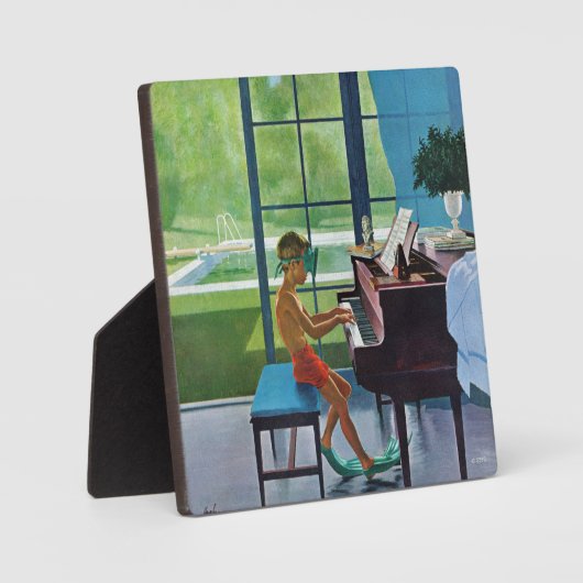 プールサイドピアノ練習 フォトプラーク (正面)