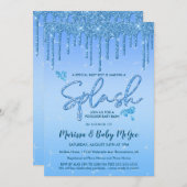 プールサイドプールパーティーベビーシャワー 招待状 (正面/裏面)