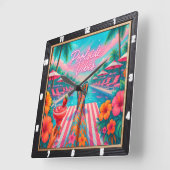 プールサイドリラックスの夏 スクエア壁時計 (傾斜)