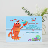 プールサイド退職パーティの招待状-ロブスター 招待状 (スタンド正面)