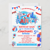 プールサマーバースデーパーティー赤白青 招待状 (正面)