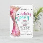 プールサマーホリデーティール（緑がかった色）ピンクウォーターカラー（ばちゃばちゃ）跳ねる 招待状 (スタンド正面)