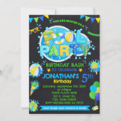 プールサマー誕生日バッシュブルーグリーンイエローパーティー 招待状 (正面)