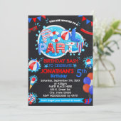 プールサマー誕生日バッシュ赤白青パーティー 招待状 (スタンド正面)