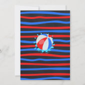 プールサマー誕生日バッシュ 赤白青パーティー 招待状 (裏面)