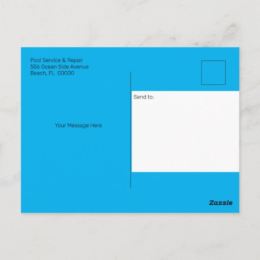 プールサービスと修復 ポストカード (裏面)