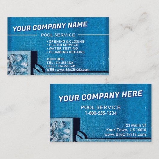 プールサービスカスタマイズ可能な名刺 名刺 (正面/裏面)