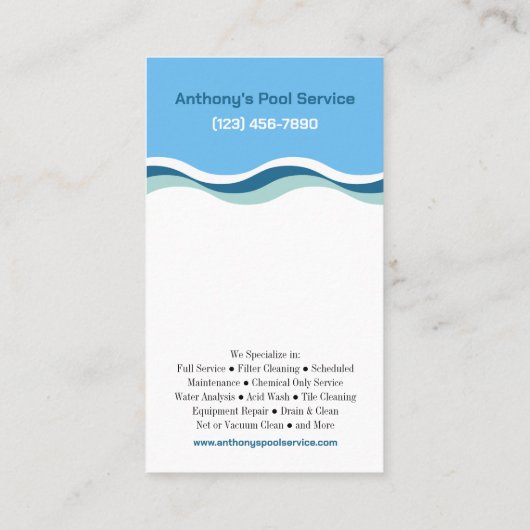 プールサービス会社 名刺 (裏面)