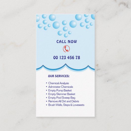 プールサービス 名刺 (裏面)