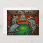 プールシャークとレタリング ポストカード (正面/裏面)