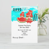 プールスイカにドリンク付きプールパーティー 招待状 (スタンド正面)