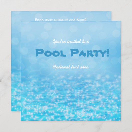 プールスイムきらめくウォータービーチパーティの招待状 招待状 (正面/裏面)