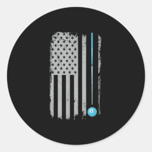 プールスティックビリヤード8ボールアメリカ国旗 ラウンドシール