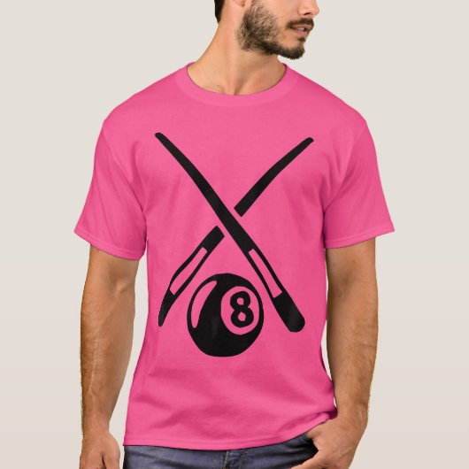 プールスティック8ボールビリヤード Tシャツ (正面)