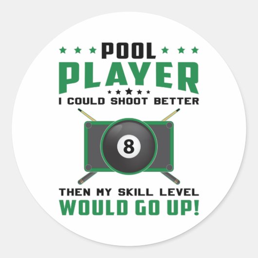 プールスヌーカービリヤード8ボールビリヤードアイディア ラウンドシール (正面)