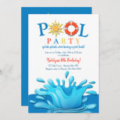プールスプラッシュ招待状 招待状 (正面/裏面)