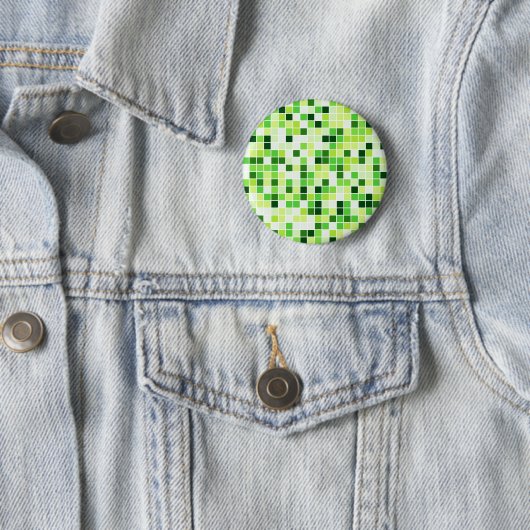 プールタイル, グリーンモザイクタイル, 幾何学模様 缶バッジ (インサイチュ)