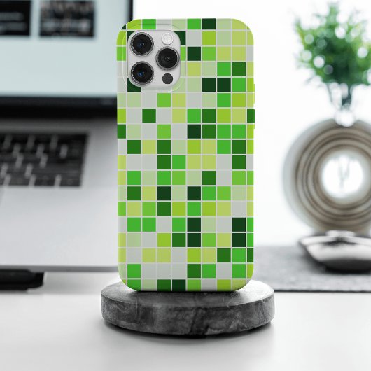 プールタイル, グリーンモザイクタイル, 幾何学模様 iPhoneケース