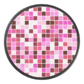 プールタイル、ピンクのモザイクタイル、幾何学的パターン アイスホッケーパック (正面)