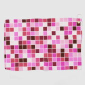 プールタイル、ピンクのモザイクタイル、幾何学的パターン ゴルフタオル (横)