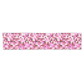 プールタイル、ピンクのモザイクタイル、幾何学的パターン ショートテーブルランナー (横)