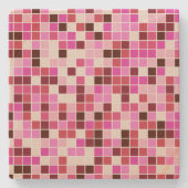 プールタイル、ピンクのモザイクタイル、幾何学的パターン ストーンコースター (正面)