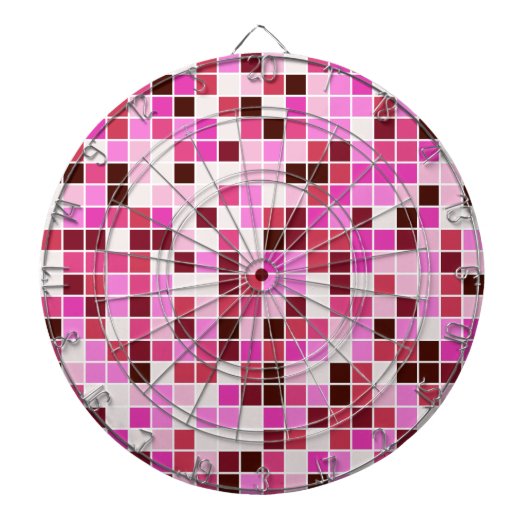 プールタイル、ピンクのモザイクタイル、幾何学的パターン ダーツボード (正面)