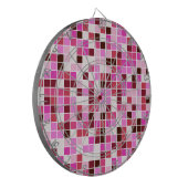 プールタイル、ピンクのモザイクタイル、幾何学的パターン ダーツボード (正面左)