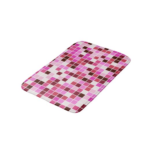 プールタイル、ピンクのモザイクタイル、幾何学的パターン バスマット (アングル)