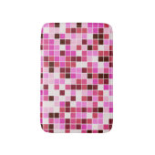 プールタイル、ピンクのモザイクタイル、幾何学的パターン バスマット (正面縦)