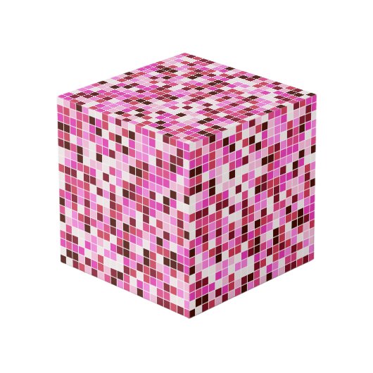 プールタイル、ピンクのモザイクタイル、幾何学的パターン フォトキューブ (裏面アングル)