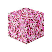 プールタイル、ピンクのモザイクタイル、幾何学的パターン フォトキューブ (正面アングル)