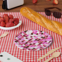 プールタイル、ピンクのモザイクタイル、幾何学的パターン