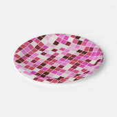 プールタイル、ピンクのモザイクタイル、幾何学的パターン ペーパープレート (アングル)