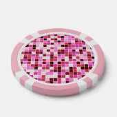 プールタイル、ピンクのモザイクタイル、幾何学的パターン ポーカーチップ (シングル)