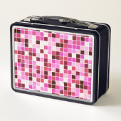 プールタイル、ピンクのモザイクタイル、幾何学的パターン メタルランチボックス (裏面)