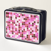 プールタイル、ピンクのモザイクタイル、幾何学的パターン メタルランチボックス (正面)