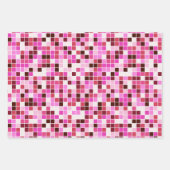 プールタイル、ピンクのモザイクタイル、幾何学的パターン ラッピングペーパーシート (正面2)