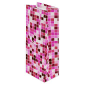 プールタイル、ピンクのモザイクタイル、幾何学的パターン ワインギフトバッグ (正面アングル)