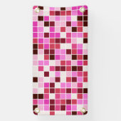 プールタイル、ピンクのモザイクタイル、幾何学的パターン 横断幕 (縦)