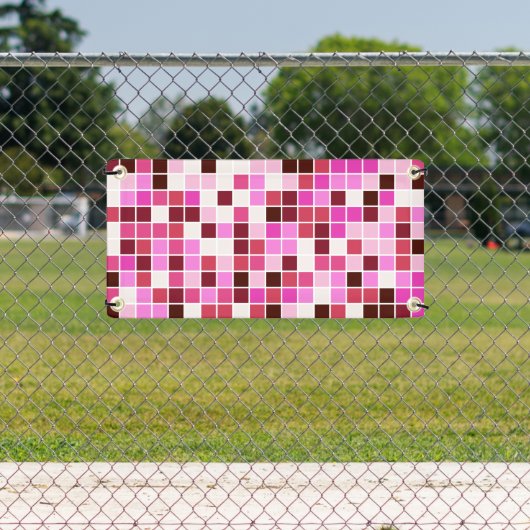 プールタイル、ピンクのモザイクタイル、幾何学的パターン 横断幕 (インサイチュ)