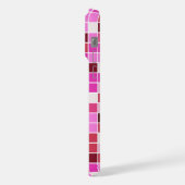 プールタイル、ピンクのモザイクタイル、幾何学的パターン iPhoneケース (左側面)