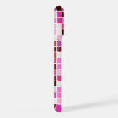 プールタイル、ピンクのモザイクタイル、幾何学的パターン iPhoneケース (右側面)