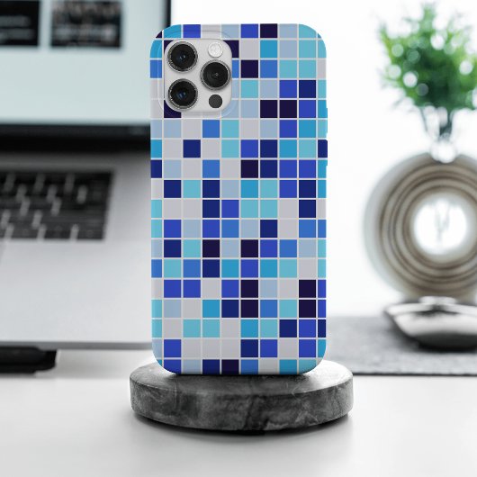 プールタイル, ブルーモザイクタイル, 幾何学模様 Case-Mate iPhoneケース