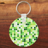 プールタイル、緑のモザイクタイル、幾何学的パターン キーホルダー (正面)